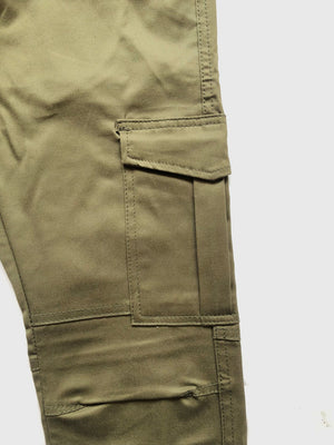 GREEN COTTON CARGO TROUSERS