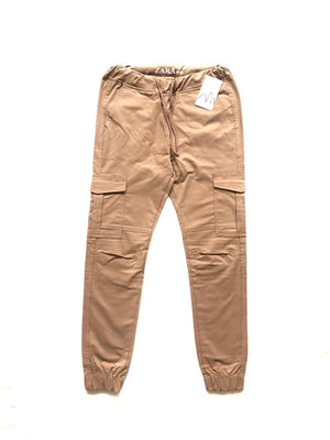 LIGHT CAMEL COTTON CARGO TROUSERS