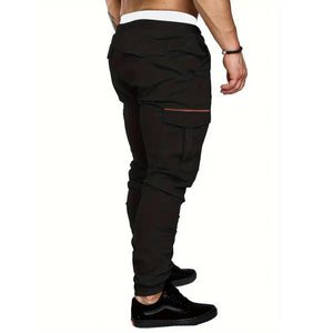 BLACK COTTON CARGO TROUSERS