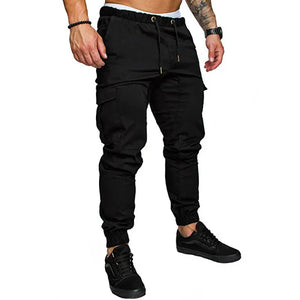 BLACK COTTON CARGO TROUSERS